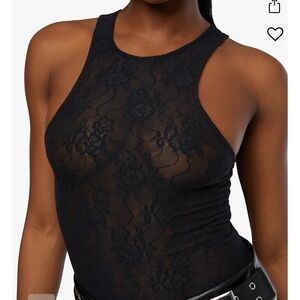 NWT WeWoreWhat Muscle Tank Black Lace, Size S